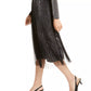 Alfani Women's Swiss Dot Metallic Midi Skirt Gray Size PL