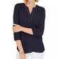 JM Collection Women's Split Neck Tunic Blue Size X-Small