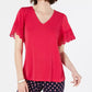 Charter Club Women's Lace Trim V Neck Top Pink Size XX-Large