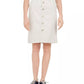 Charter Club Women's Denim Button Front Skirt Beige Size 12
