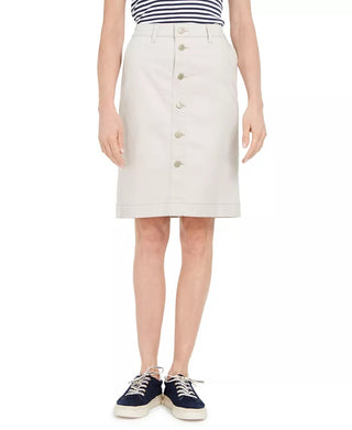 Charter Club Women's Denim Button Front Skirt Beige Size 12
