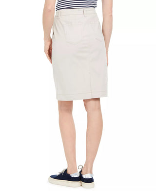 Charter Club Women's Denim Button Front Skirt Beige Size 12