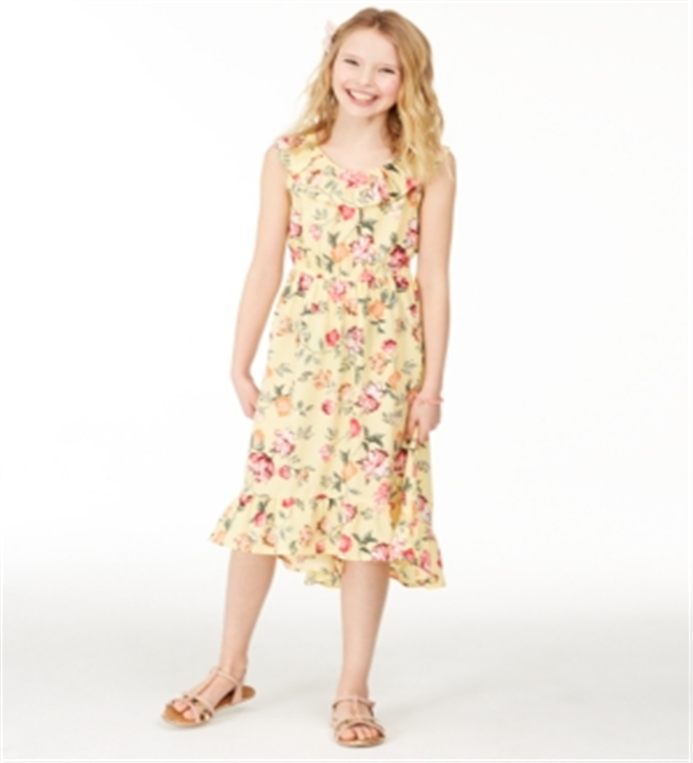 Charter Club Big Girl's Mommy & Me Floral Print Dress Yellow Size L