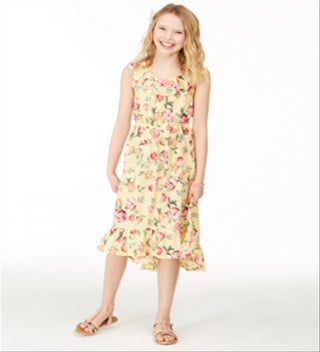 Charter Club Big Girl's Mommy & Me Floral Print Dress Yellow Size L