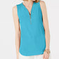 JM Collection Women's Sleeveless Zip Top Blue Size X-Small