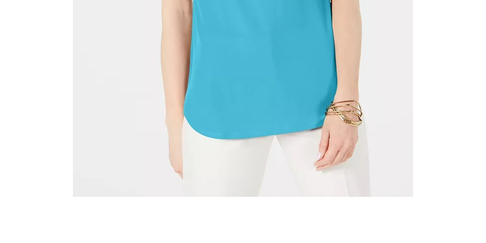 JM Collection Women's Sleeveless Zip Top Blue Size X-Small