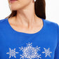 Karen Scott Women's Glitter Snowflake Cotton Top Blue Size XX-Large