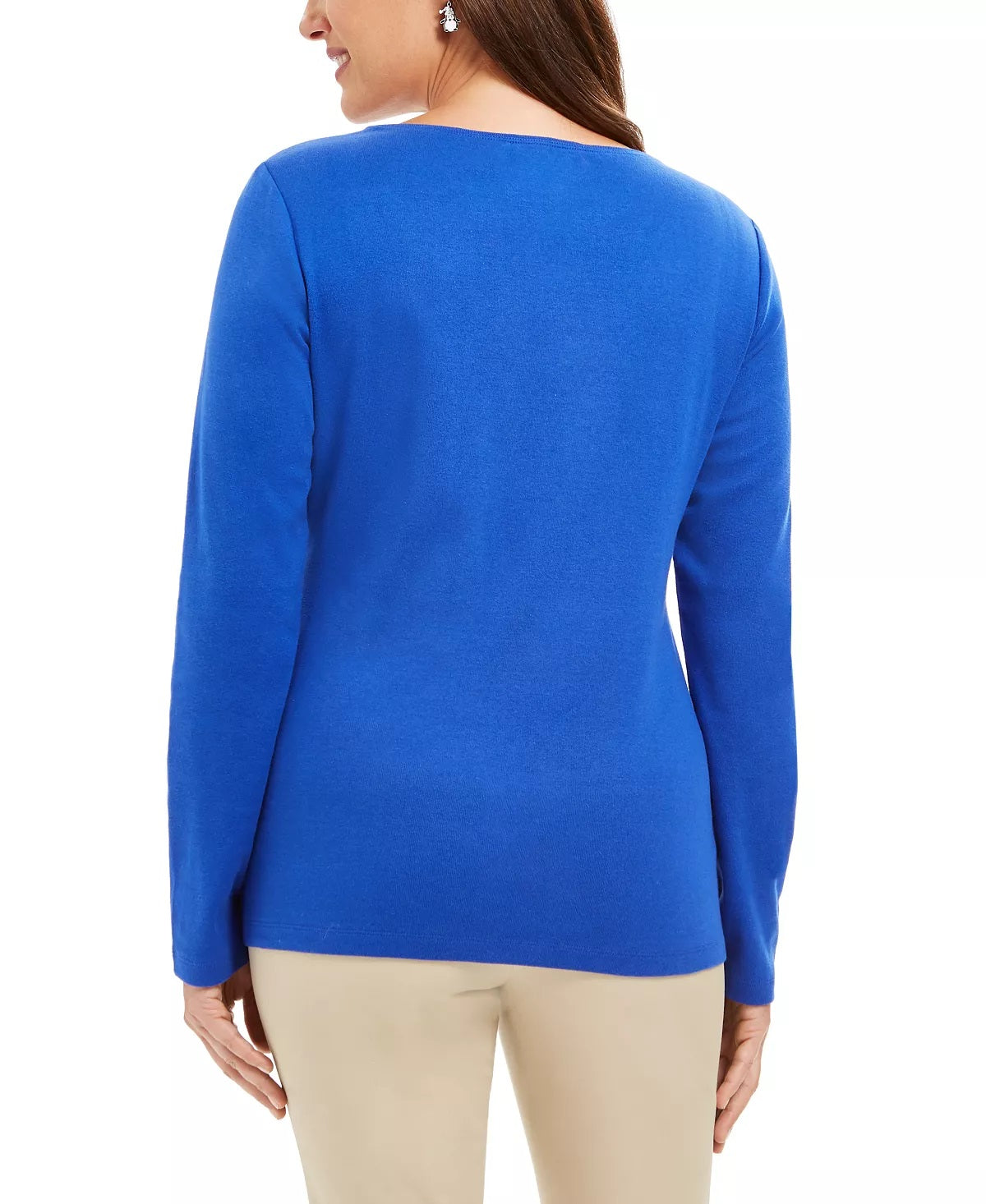 Karen Scott Women's Glitter Snowflake Cotton Top Blue Size XX-Large