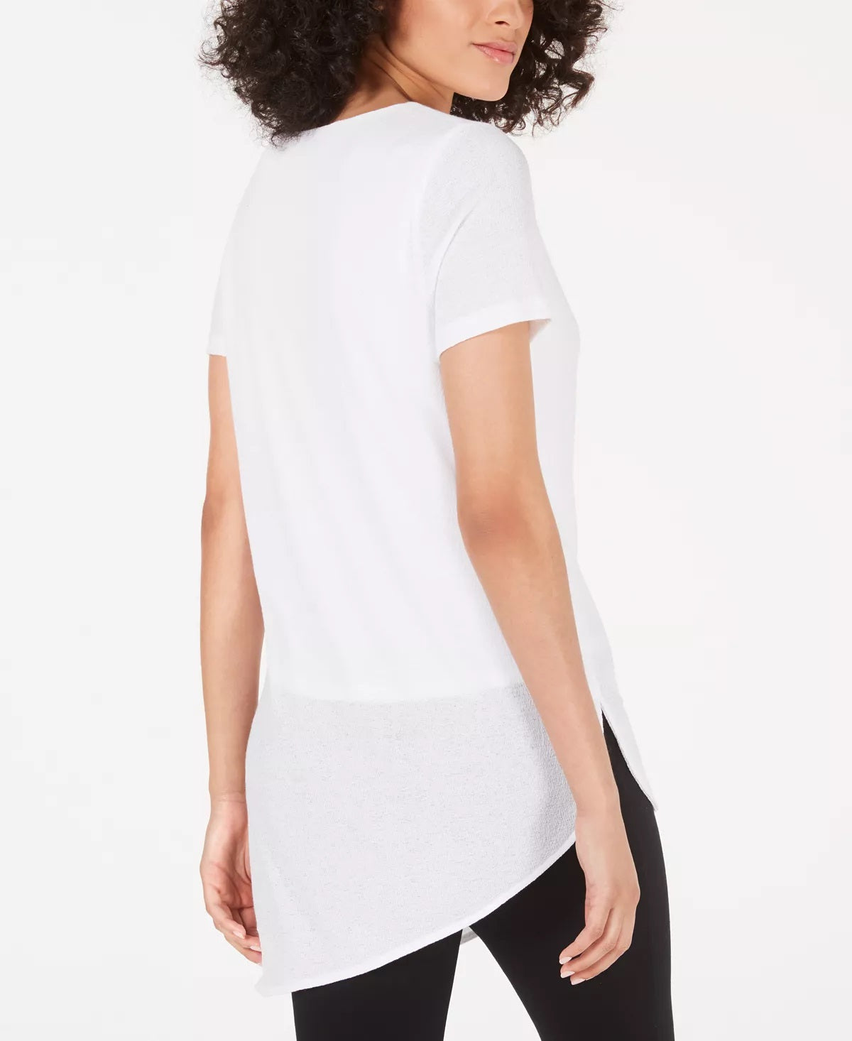 Alfani Women's Vented Hem Asymmetrical Tunic White Size PL