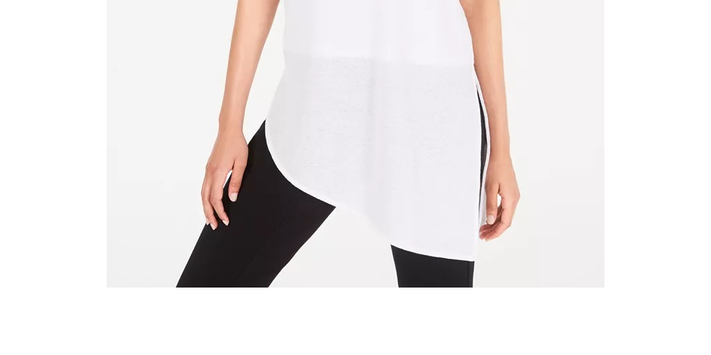 Alfani Women's Vented Hem Asymmetrical Tunic White Size PL
