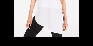 Alfani Women's Vented Hem Asymmetrical Tunic White Size PL