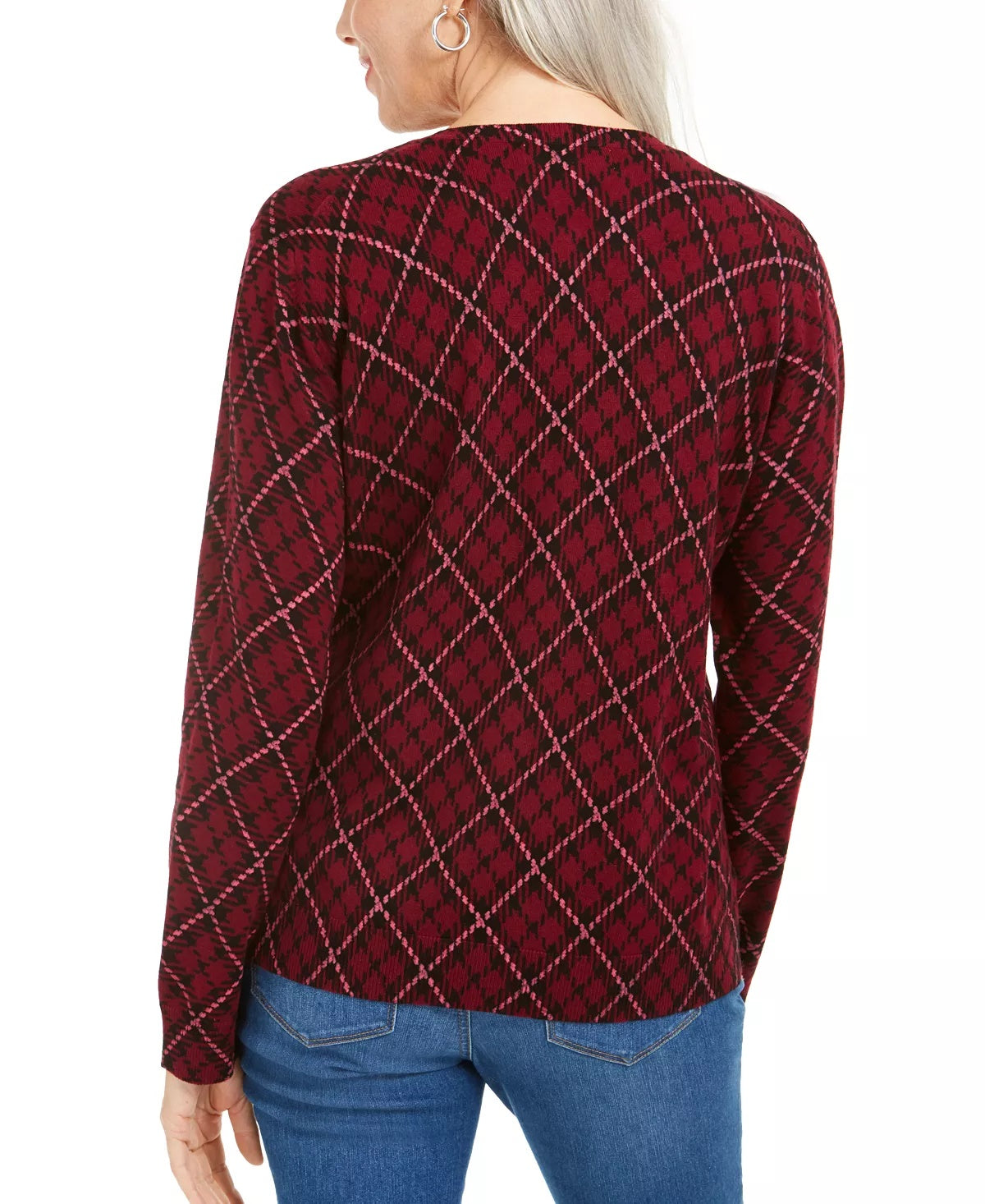 Karen Scott Women's Holiday Plaid Print Cardigan Red Size X-Small