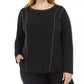 Calvin Klein Women's Plus Studded Long Sleeve Top Black Size 2X