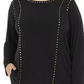 Calvin Klein Women's Plus Studded Long Sleeve Top Black Size 2X