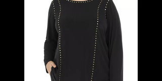 Calvin Klein Women's Plus Studded Long Sleeve Top Black Size 2X
