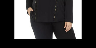 Calvin Klein Women's Plus Studded Long Sleeve Top Black Size 2X