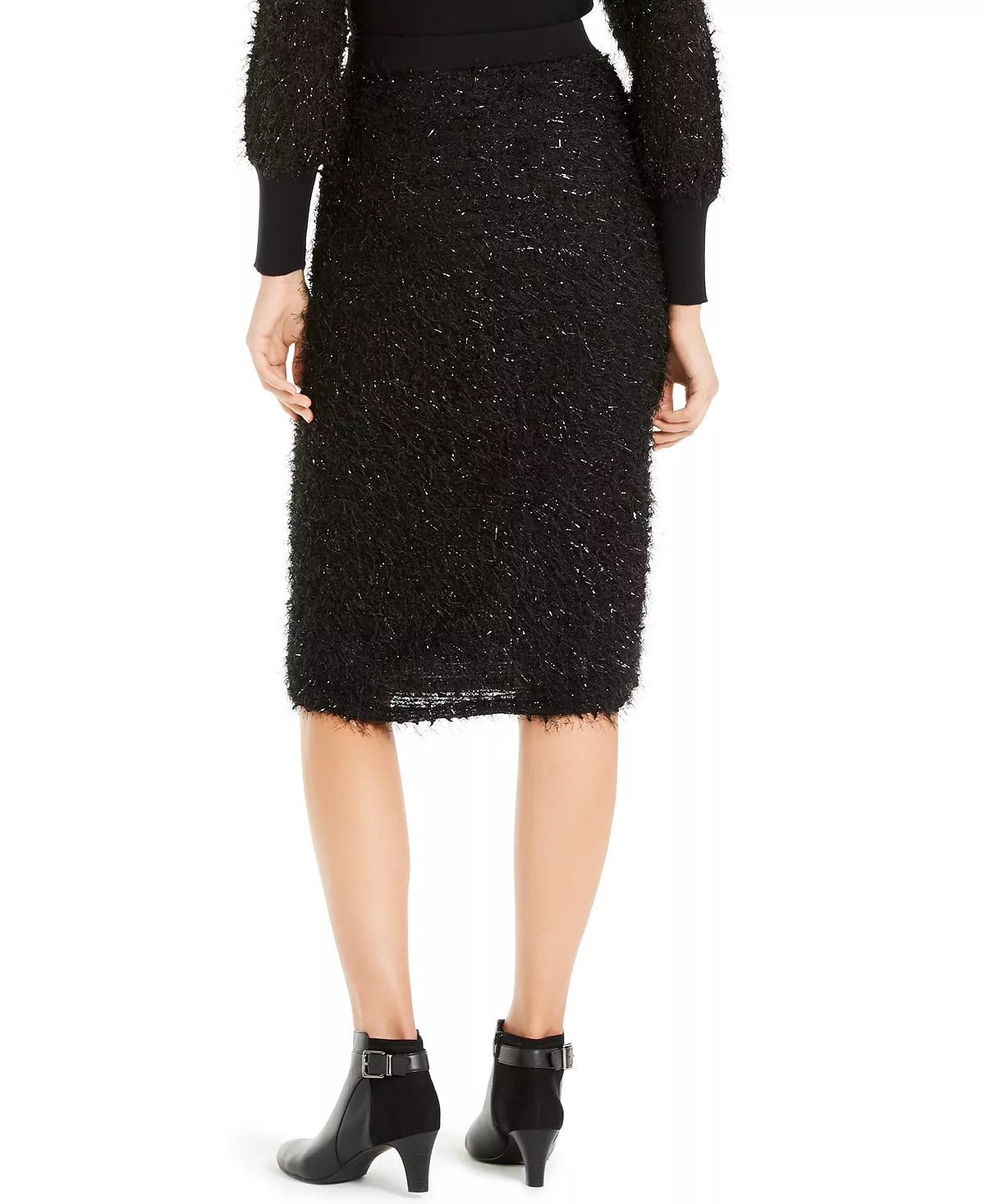 Alfani Women's Shimmer Eyelash Pencil Skirt Black Size Medium