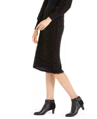 Alfani Women's Shimmer Eyelash Pencil Skirt Black Size Medium
