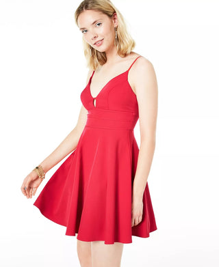 City Studios Junior's Keyhole Fit & Flare Dress Red Size 7