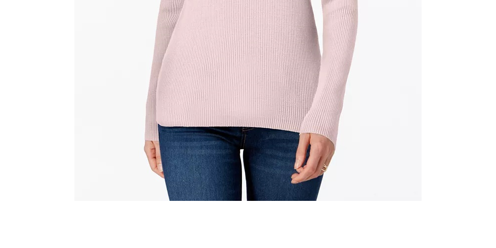 Karen Scott Women's Cotton Ribbed Turtleneck Top Pink - Size X-S