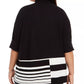 Alfani Women's Plus Colorblocked Turtleneck Poncho Black/White Size XL