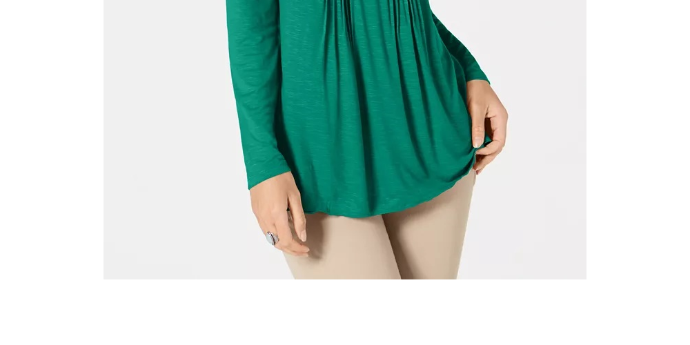 Style & Co Women's Long Sleeve Scoop Neck Blouse -Black Size X-Small