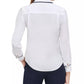 Tommy Hilfiger Women's Contrast Trim Blouse White Size Large