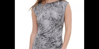 Calvin Klein Women's Foil Ruched Waist Top Charcoal Size X-Large