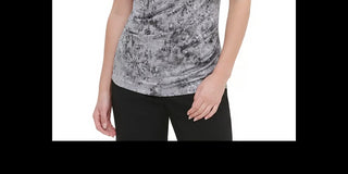 Calvin Klein Women's Foil Ruched Waist Top Charcoal Size X-Large