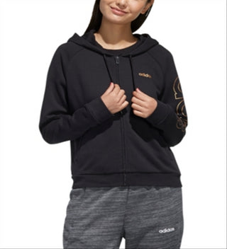 Adidas Women's Zippered Printed Jacket Black Size X-Small