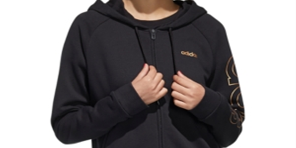 Adidas Women's Zippered Printed Jacket Black Size X-Small