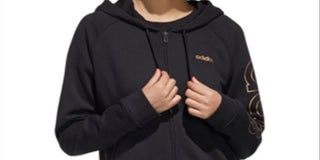 Adidas Women's Zippered Printed Jacket Black Size X-Small