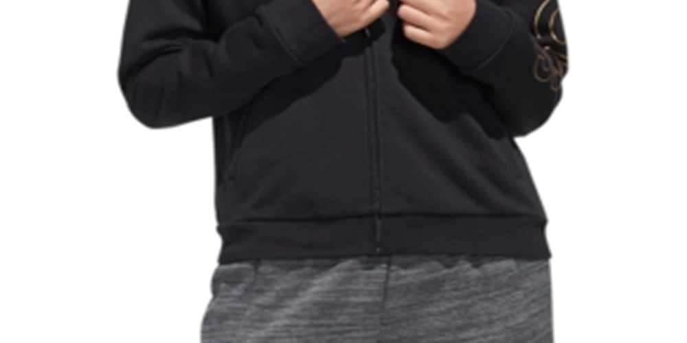 Adidas Women's Zippered Printed Jacket Black Size X-Small