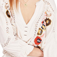 Free People Women's Embroidered Blouse Tunic Top White Size X-Small