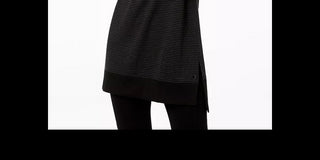 Ideology Women's Long-Sleeve Tonal-Stripe Tunic Black Size X-Small