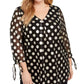 Alfani Women's Plus Metallic-Dot Sheer-Sleeve Gld Lurex Dot Top Black Size 0X