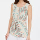 Alfani Women's Printed Sleeveless Tie-Front Top Beigekhaki Size Large