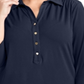 Charter Club Women's Plus 3/4 Sleeve Polo Top Blue Size 3X