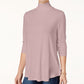 JM Collection Women's Pink Solid Long Sleeve Turtle Neck Top Pink Size Large