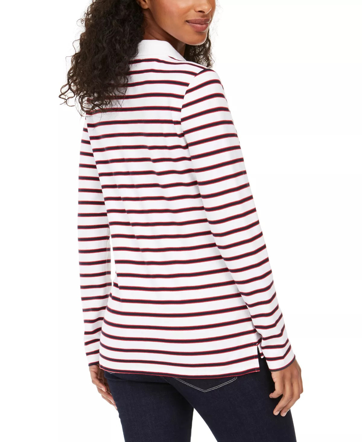 Tommy Hilfiger Women's Long-Sleeve Polo Shirt Pink Size X-Large
