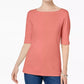 Karen Scott Women's Petite Elbow-Sleeve Top Red Size Medium