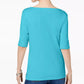 Karen Scott Women's Petite Elbow-Sleeve Top Red Size Medium
