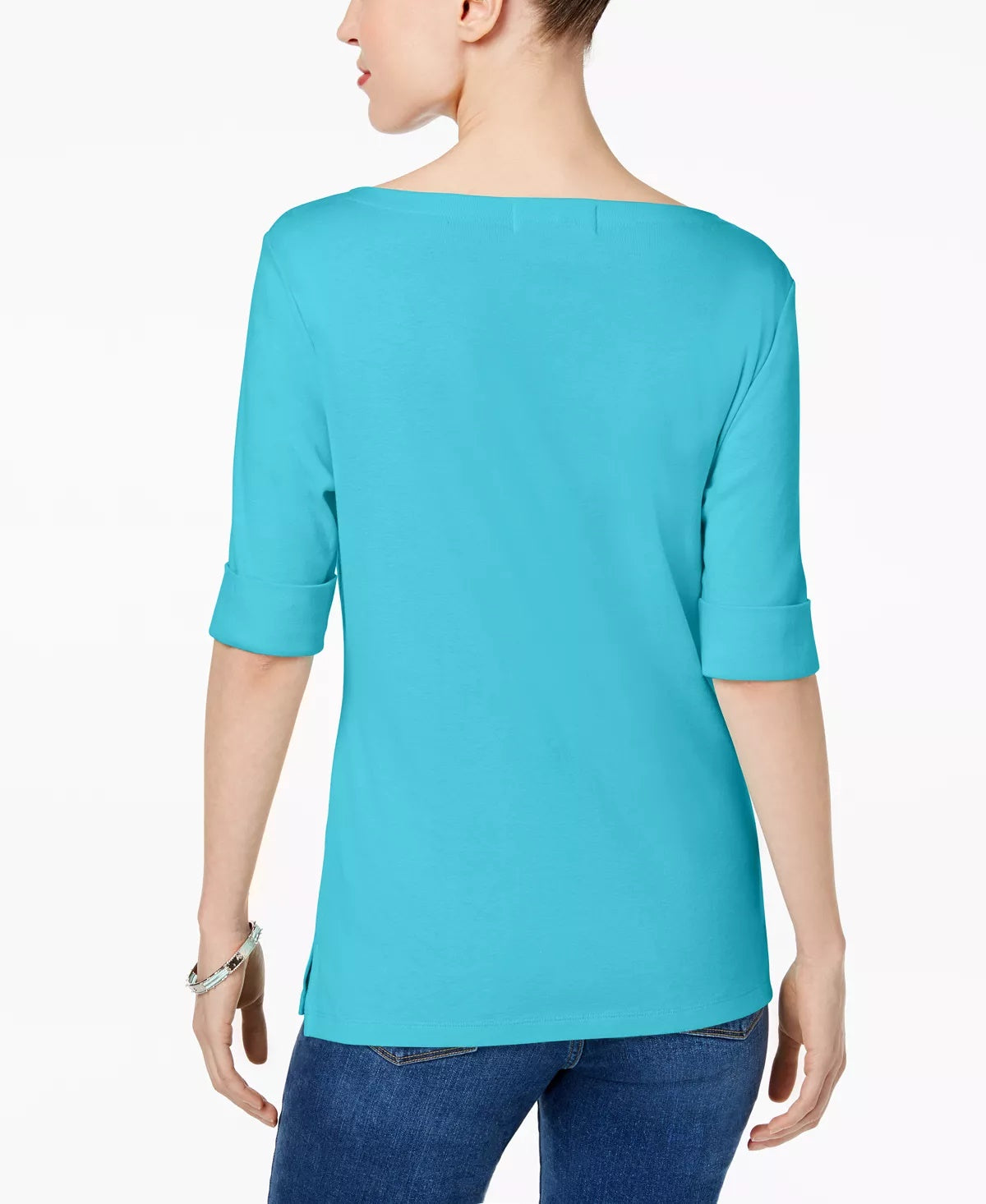 Karen Scott Women's Petite Elbow-Sleeve Top Red Size Medium