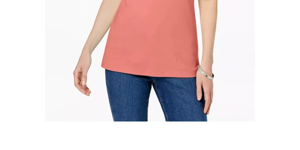 Karen Scott Women's Petite Elbow-Sleeve Top Red Size Medium