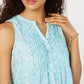 Charter Club Women's Petite Seahorse-Print Pintucked Top Blue Size PL