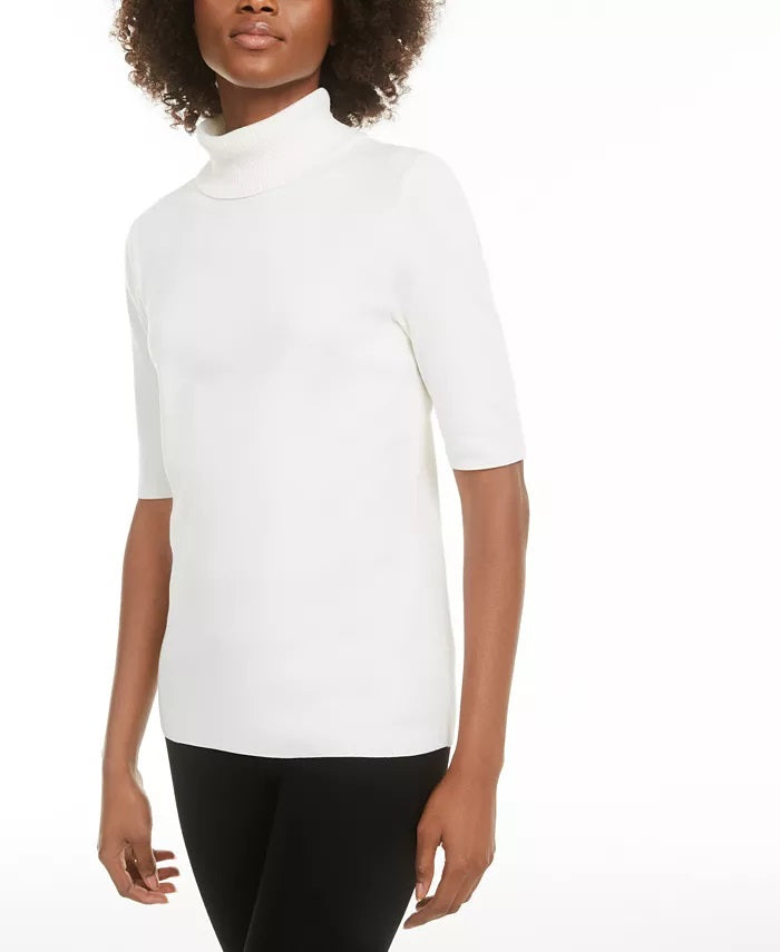 Alfani Women's Petite Turtleneck Sweater White- Size PL