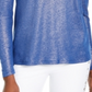 Michael Kors Women's Ruffled Metallic Long Sleeve Jewel Neck Top Blue Size X-Small