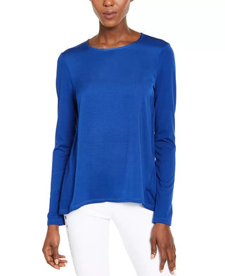 Michael Kors Women's Mixed-Media Top Regular & Petite Sizes Blue Size X-Large