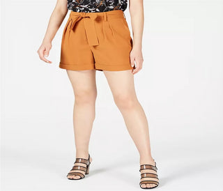 Bar III Women's Crepe Belted Shorts Brown Size 0