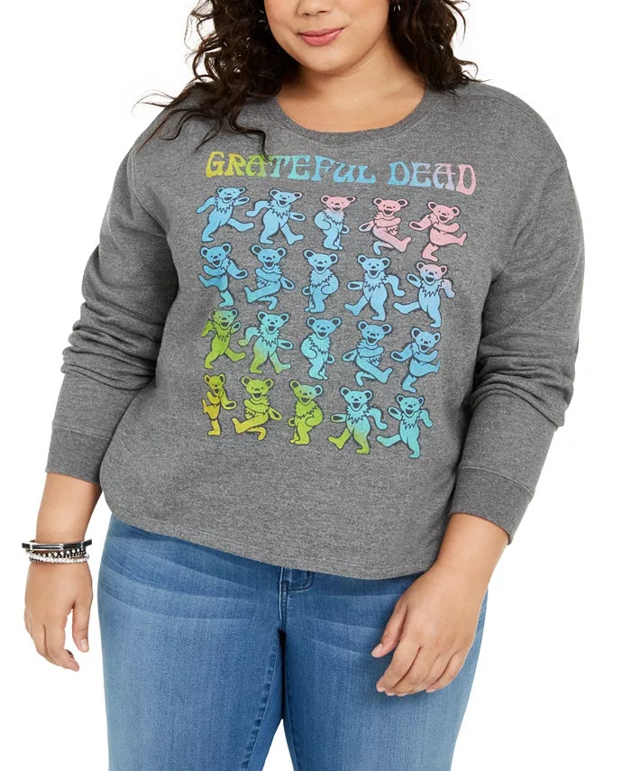 Love Tribe Women's Trendy Plus Size Grateful Dead Graphic-Print Sweatshirt Gray Size 2X